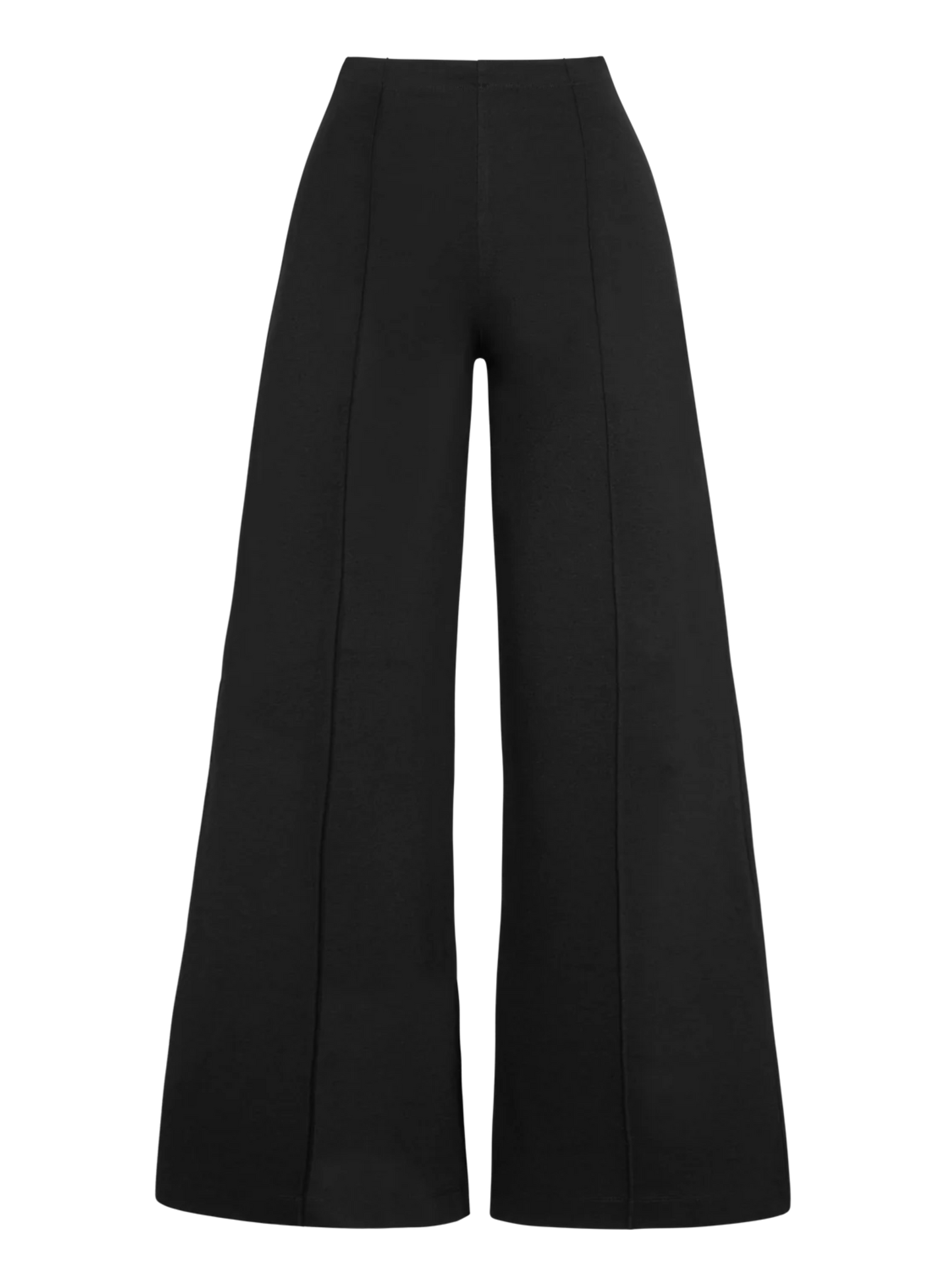 Black Ponte Knit Wide Leg Pants